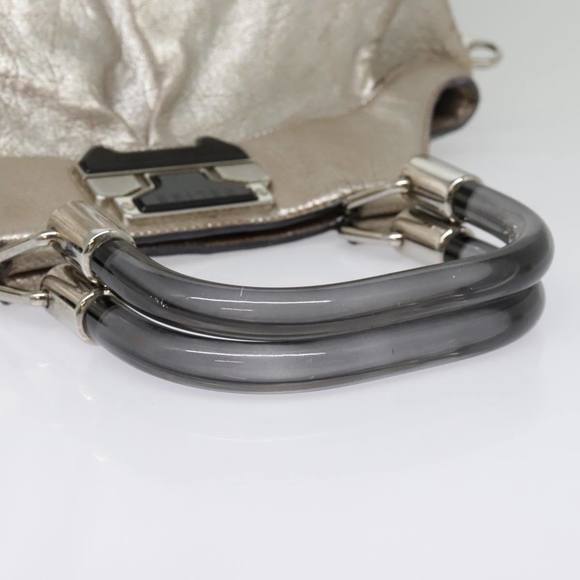 CELINE Hand Bag Leather 2way Silver Auth 91848 - Picture 7 of 16